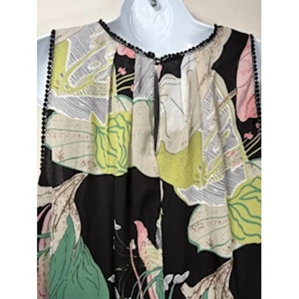 UMGEE Shift Dress Medium Black Pink Floral Sleeveless Summer Garden Party Boho - Picture 5 of 7